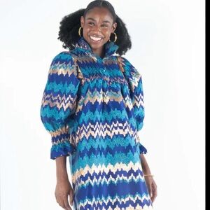 Vibrant Blue Zigzag Mini Dress